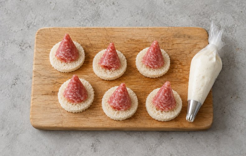 Canapés gorritos de Papá Noel: paso 2