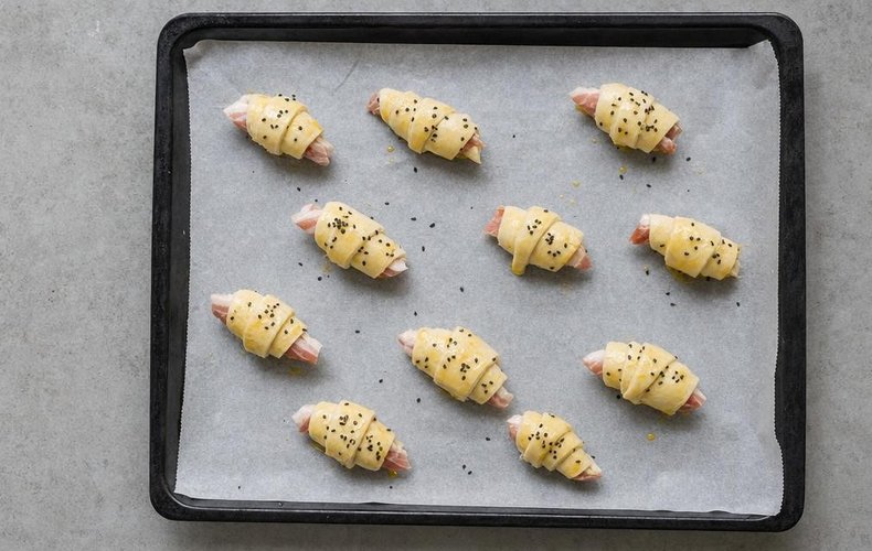 Minicruasanes de hojaldre con bacon: paso 4