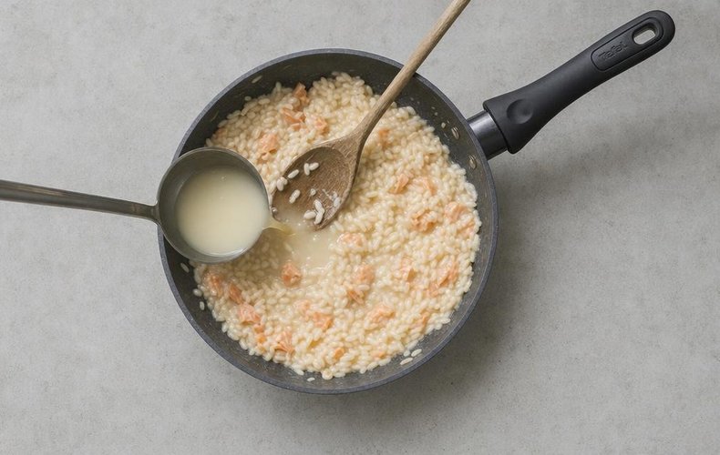 Risotto de salmón ahumado: paso 4