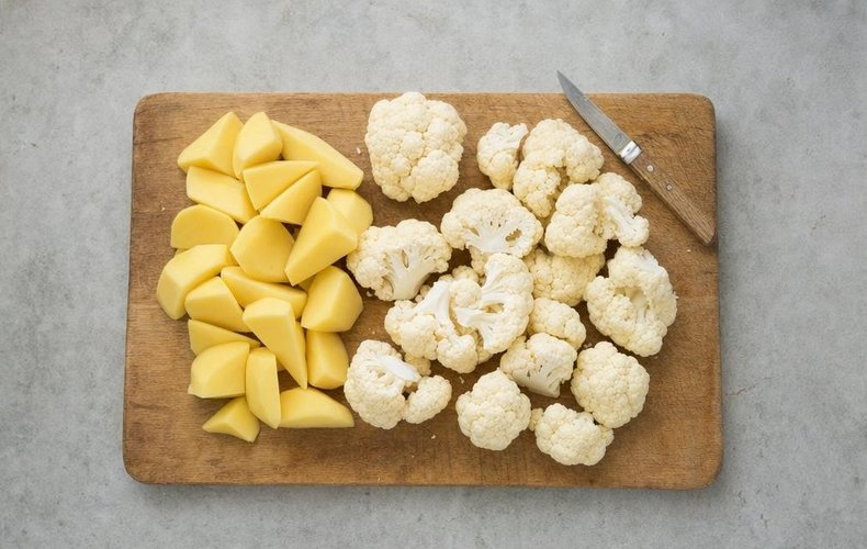Preparación del puré de coliflor: paso 1