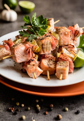 Receta Brochetas de salmón y beicon