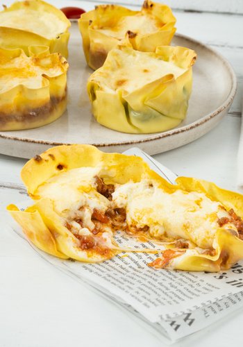 Receta Cestitas de lasaña al horno