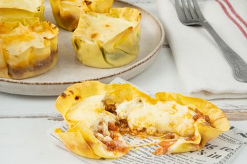 Receta Cestitas de lasaña al horno