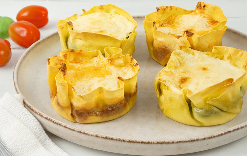 Receta de cestitas de lasaña al horno
