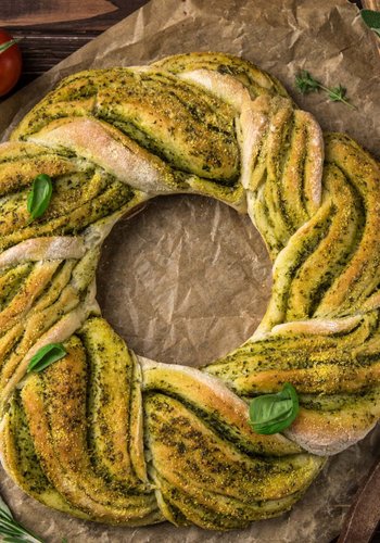 Receta Corona de pan con pesto
