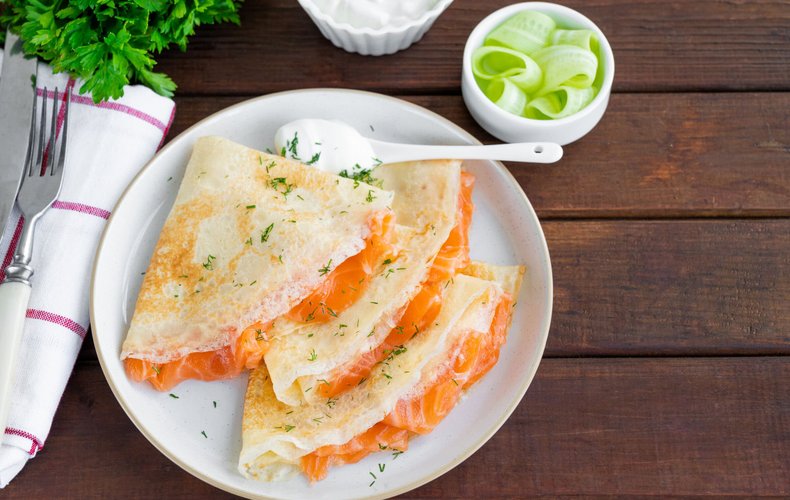 Receta de las crepes de salmón