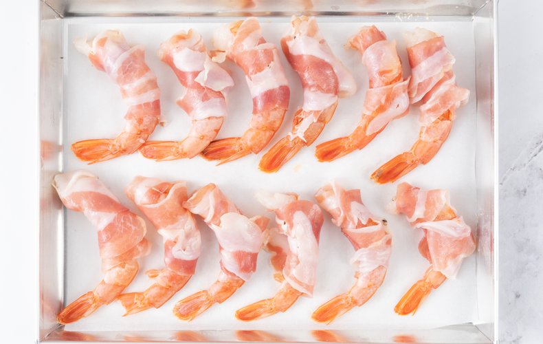 Receta de langostinos envueltos en panceta 3