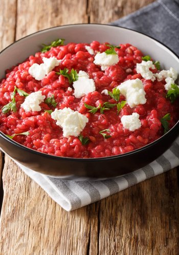 Receta Risotto de remolacha con mousse de queso de cabra