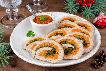 Receta Rollo de pollo con zanahorias y espinacas