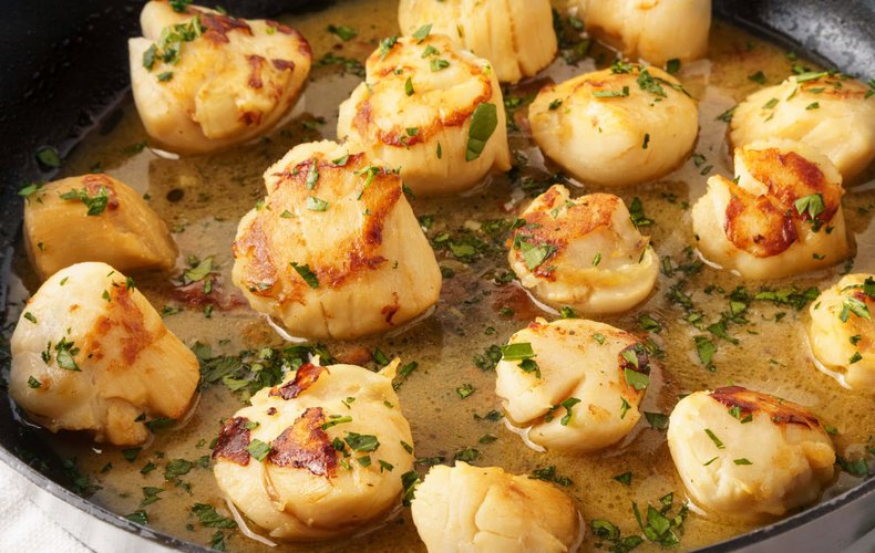Vieiras cocinadas a la sartén