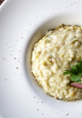 Receta Risotto de alcachofas con fondue de queso