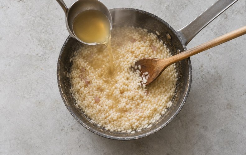 Risotto con miel, salvia y romero: paso 3