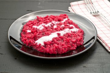 Receta Risotto de remolacha con fondue de taleggio