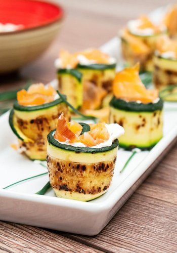 Receta Rollitos de calabacín a la plancha y salmón
