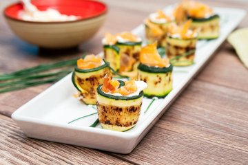 Receta Rollitos de calabacín a la plancha y salmón
