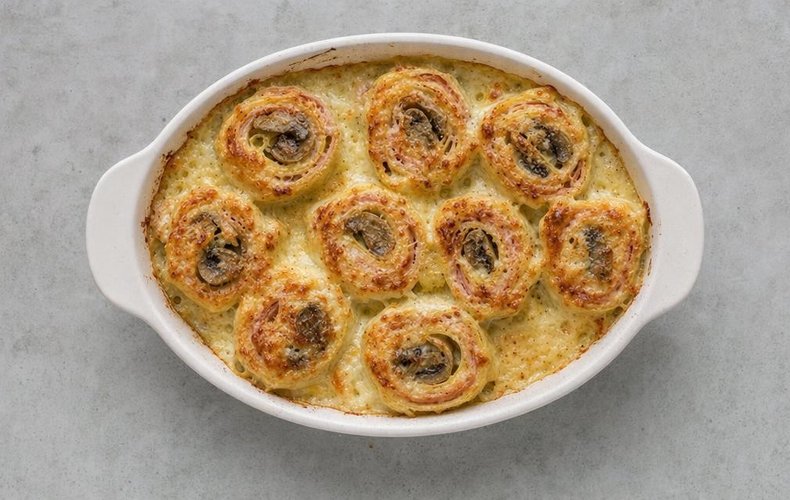 Rollitos de lasaña con jamón y champiñones: paso 8