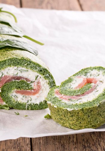 Receta Rollo de espinacas con salmón