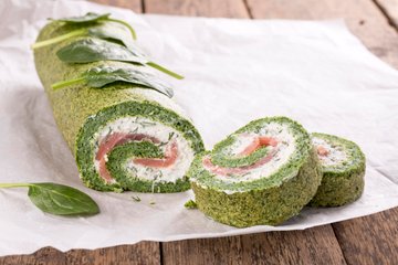 Receta Rollo de espinacas con salmón