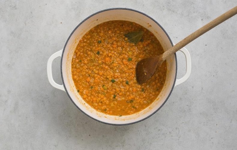 Sopa de lentejas rojas: paso 4