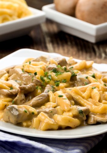 Receta Spätzle con setas y crema de asiago