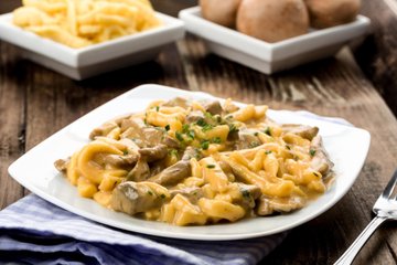 Receta Spätzle con setas y crema de asiago