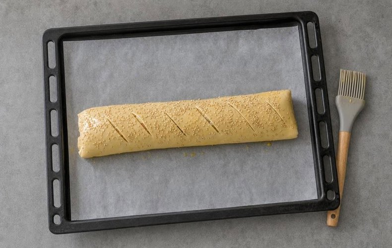 Strudel salado de manzanas verdes y salmón: paso 3