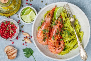Receta Tagliatelle verdes con gambas
