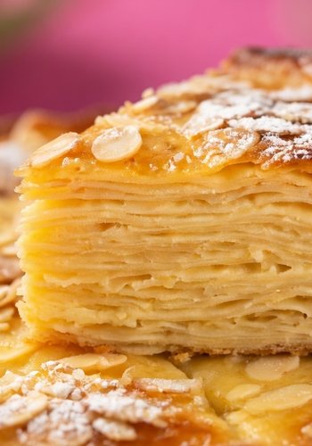 Receta Tarta de mil capas de manzana y almendras