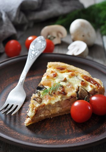 Receta Tarta salada de champiñones, ricotta y jamón cocido