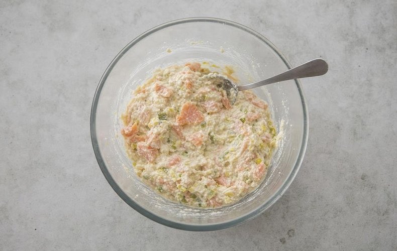 Tartaletas saladas de puerro y salmón: paso 4