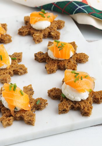 Receta Tostas copo de nieve con salmón y queso de cabra