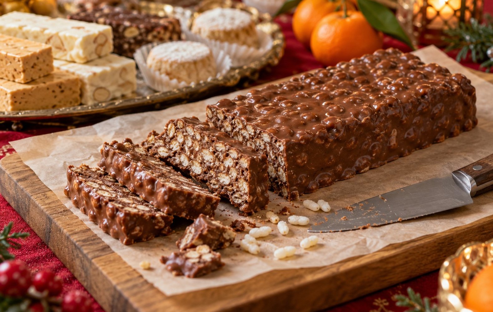 Turrón de chocolate crujiente
